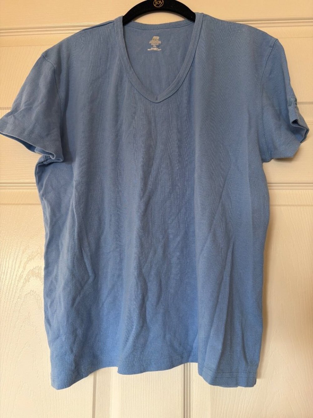 Russell Athletic Womens Blue Cotton V-Neck T-Shirt XL